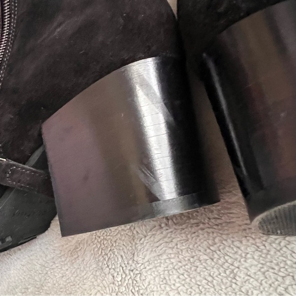 Aquatalia Charlotte Weatherproof Suede Leather Block Heel Ankle Boot Black 7.5 - Picture 12 of 15